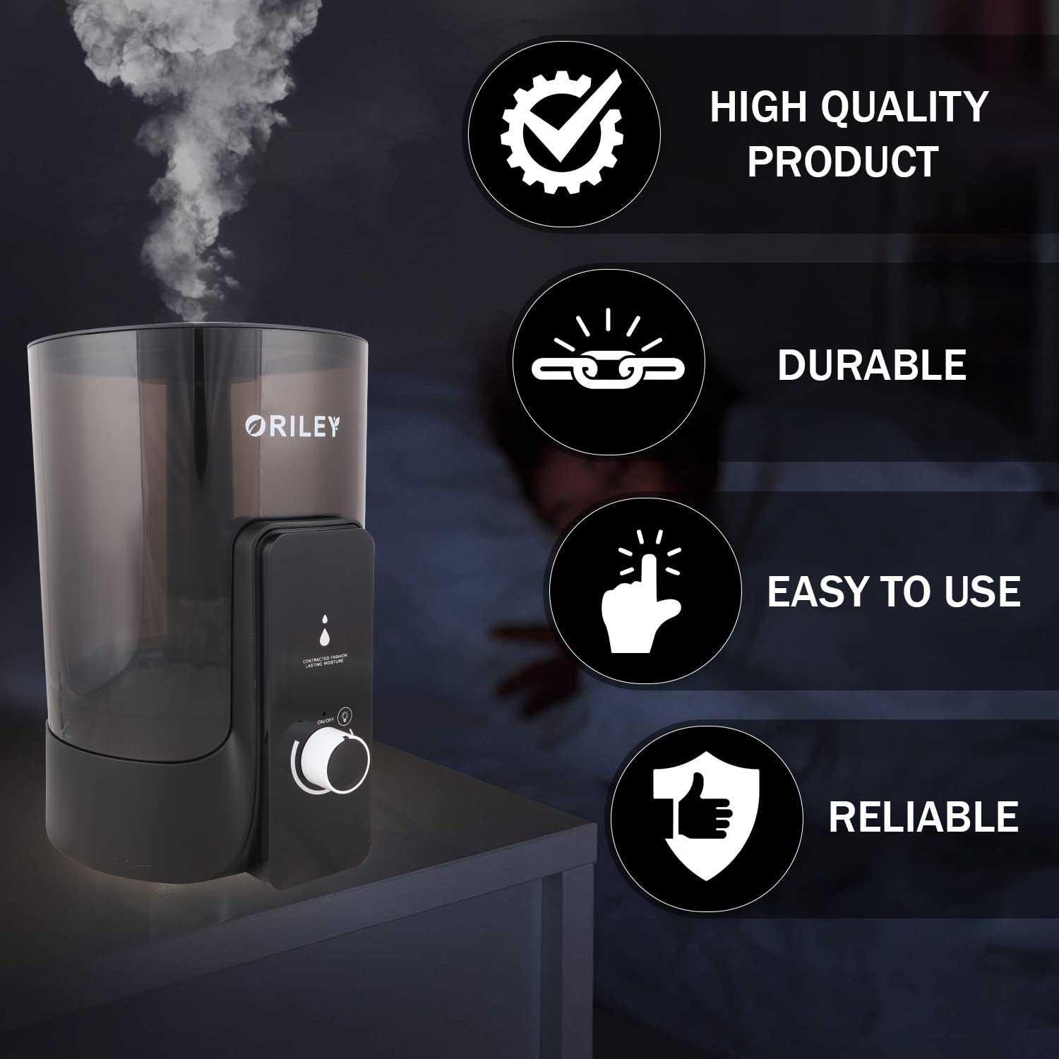 Oriley 2113 Ultrasonic Cool Mist Humidifier, Manual Air Purifier for Home, Office, Baby Bedroom, Adults, and Kids, Humidifier for Room Moisture, 5.5L, 22W, 1 Year Warranty (Black) 1