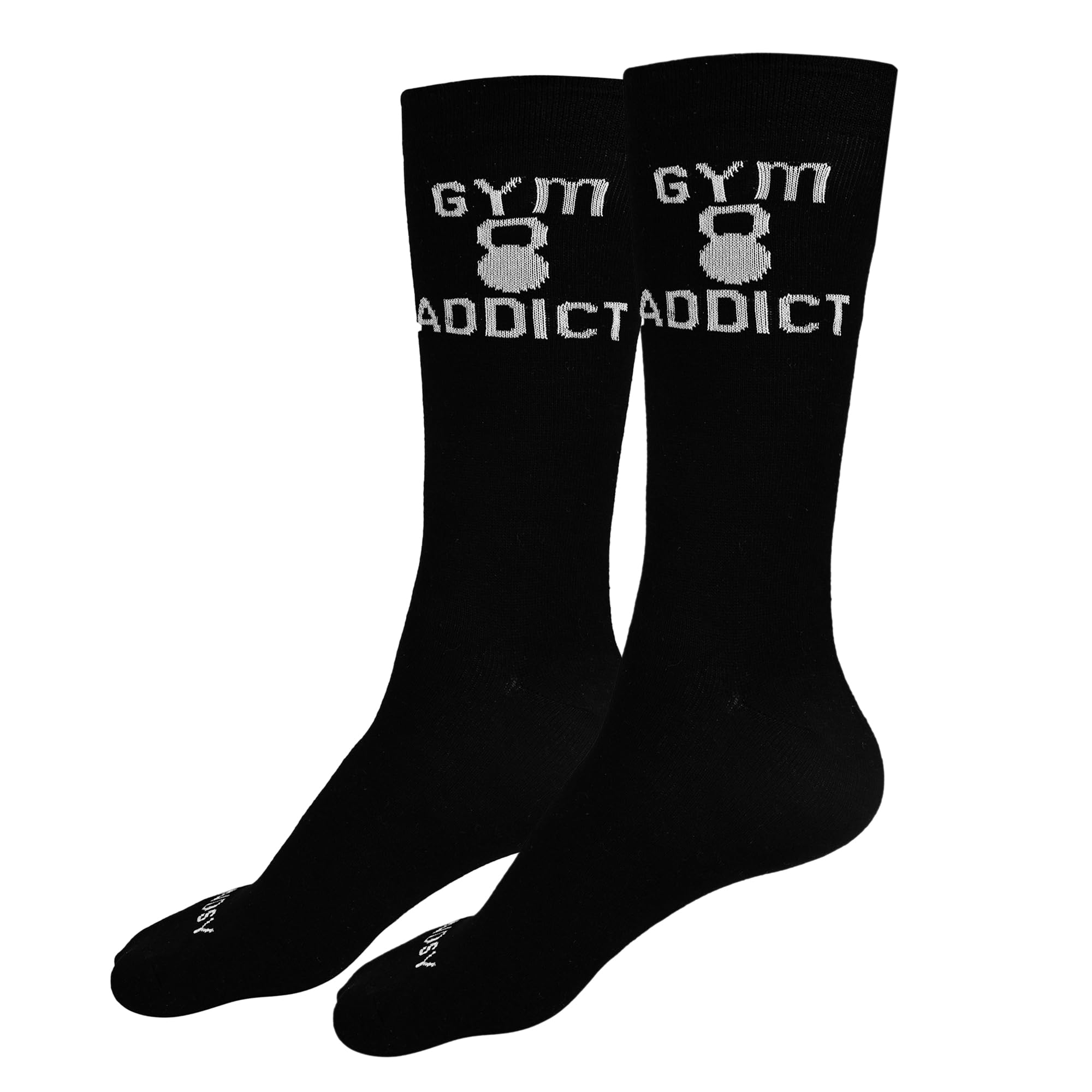 tendsy Gym Addict Athletic Crew Socks, Cotton, Black, Unisex-picture-15