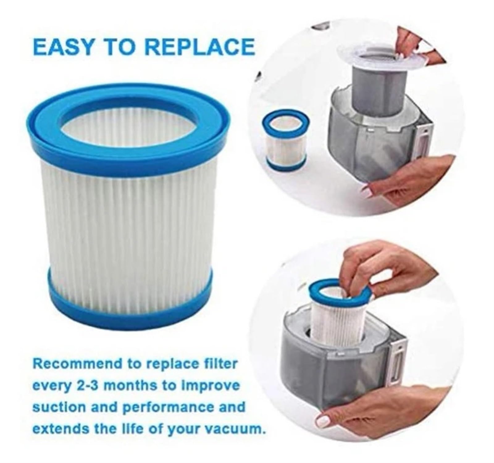 4 Filtri Pieghettati Di Ricambio VPF20 Per Aspirapolvere Black+Decker – Compatibili Con 9060605801 – Include Spazzola
