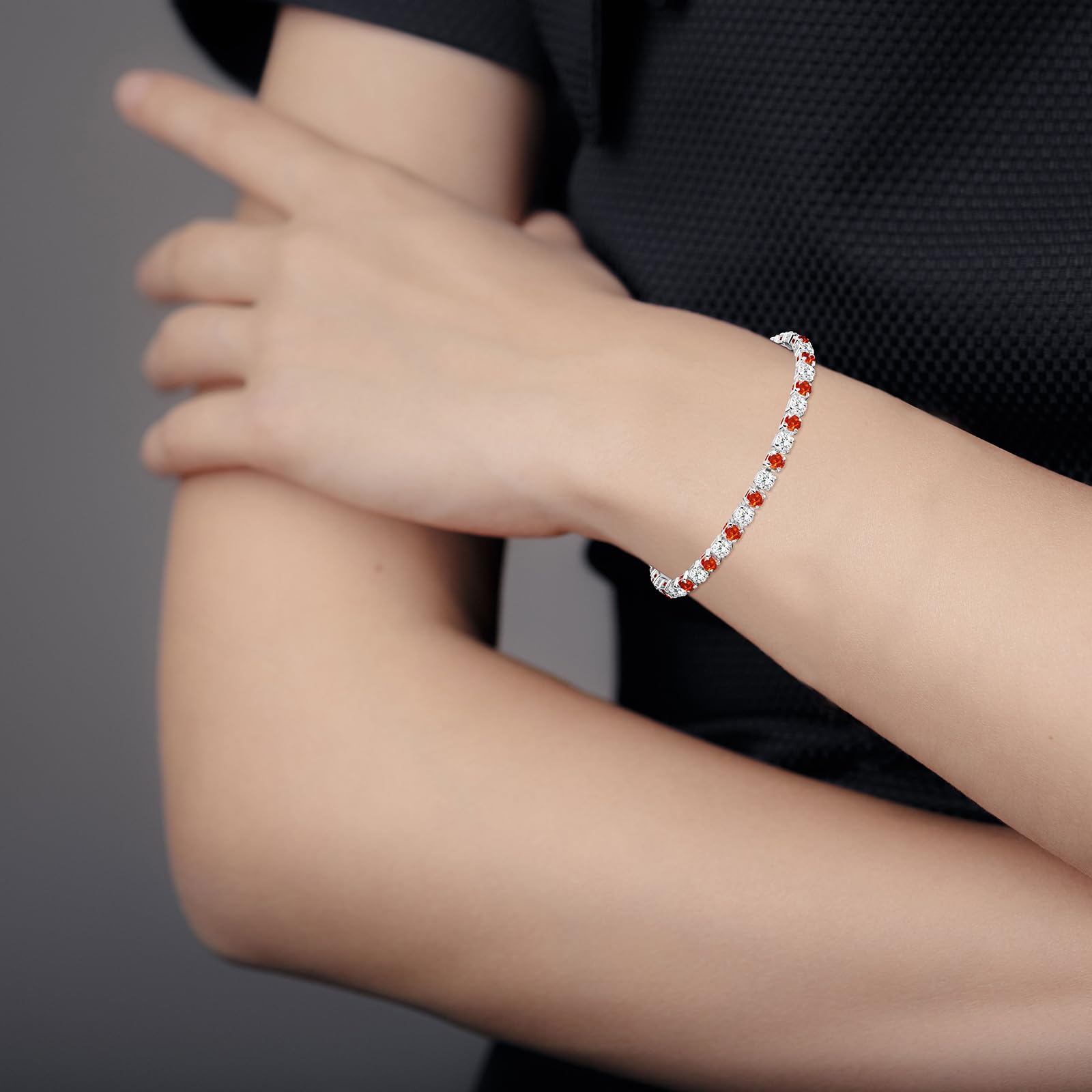 Esmoly Bracciale Donna Argento Bracciale Tennis con 12 Colori di Pietre Natali e 5A Sparkle Zircone Regolabile Regalo Compleanno Donna Ragazza