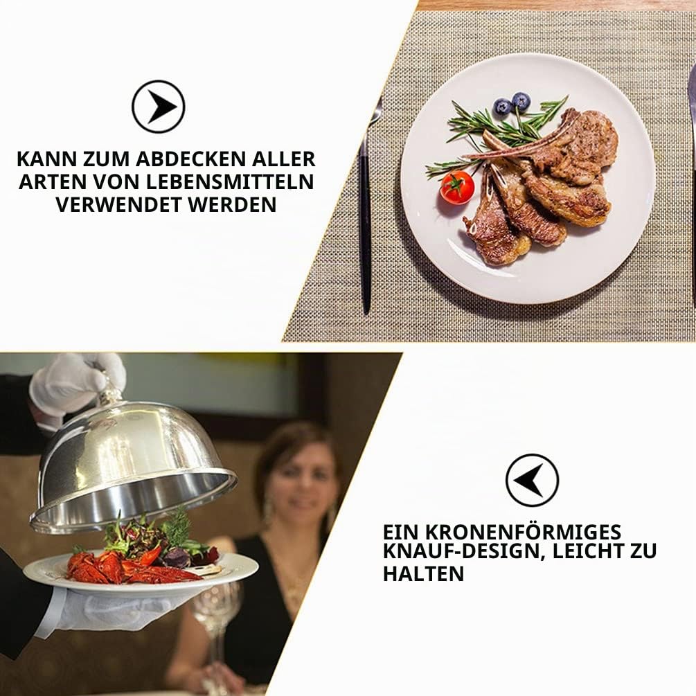 BESTonZON Edelstahl Abdeckhaube Für Lebensmittel 11.81 Zoll Runde Servierhaube Mit Griff Ölbeständige Steakabdeckung Schutz Vor Fliegen Und Spritzern Für Küche Und Grill
