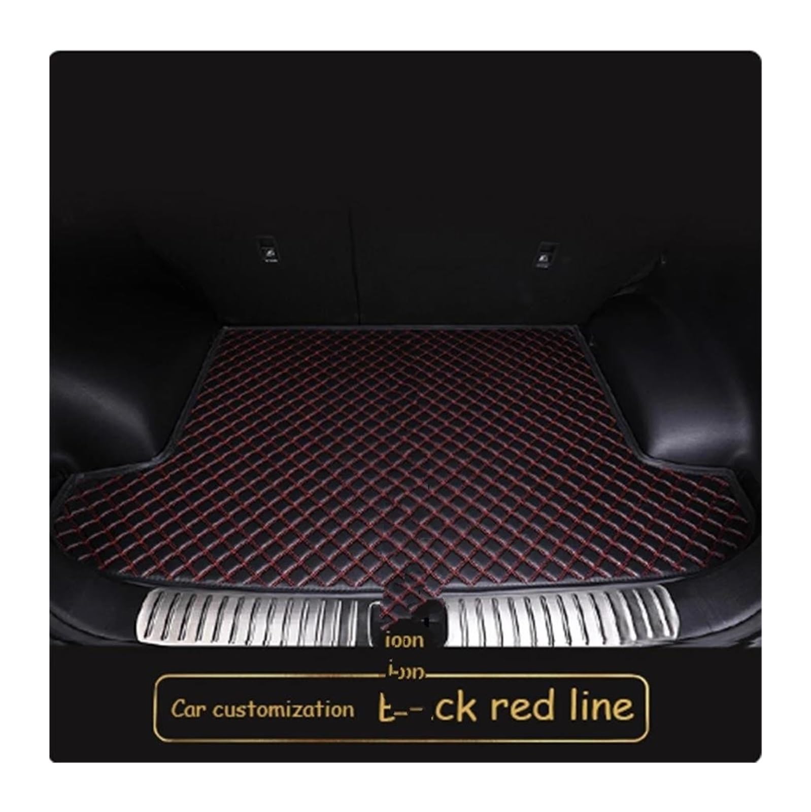 Tapis Coffre Voiture Tapis De Coffre Arrière en Cuir Synthétique pour A3 A3L 2021-2023 Protection(Noir Rouge)