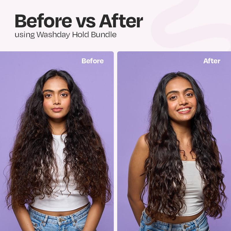 Image of MANETAIN Washday Hold Bundle Mini Size - Complete Curly Hair Care Set | Moisturizing Shampoo 100ml | Multipurpose Conditioner 100gm | Leave-In Conditioner 100 ml and Hard Hold Gel 100 ml