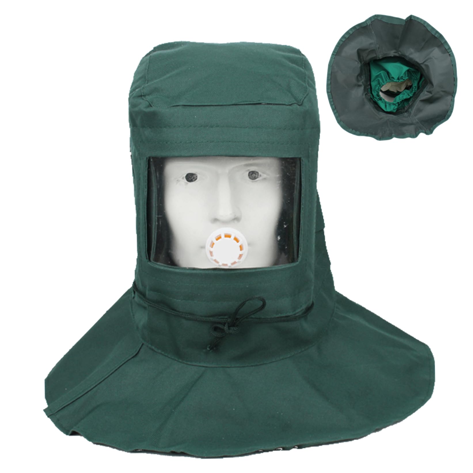 Cagoule de sablage, masque de sablage à vision claire avec corde réglable, masque protection anti-poussière/vent pour le polissage, le, la peinture, la poudre, la poussière