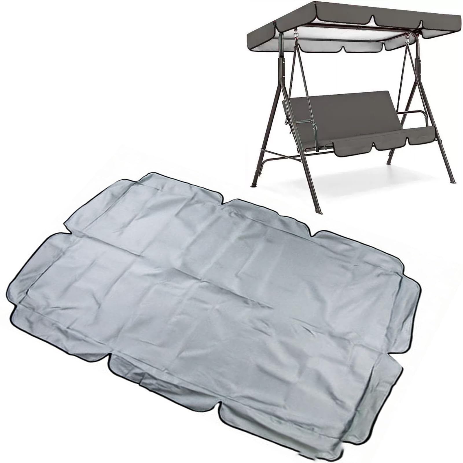 Toldo de columpio para porche y patio trasero cubierta impermeable gris de 3 plazas