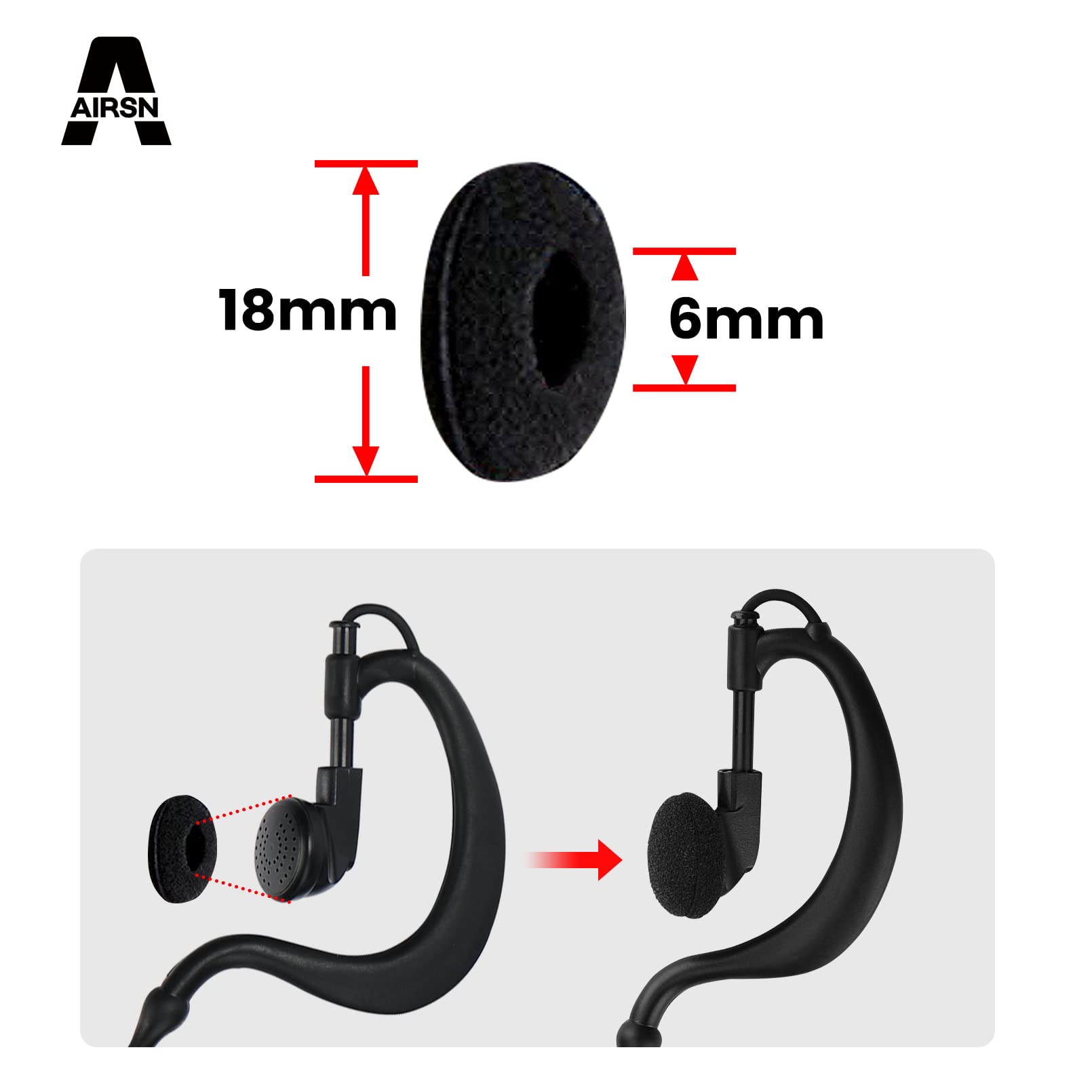 20 Unidades de Almohadillas de Espuma de Repuesto para Auriculares de 18 mm, Auriculares, Radio de Dos vías Walkie Talkie Auricular
