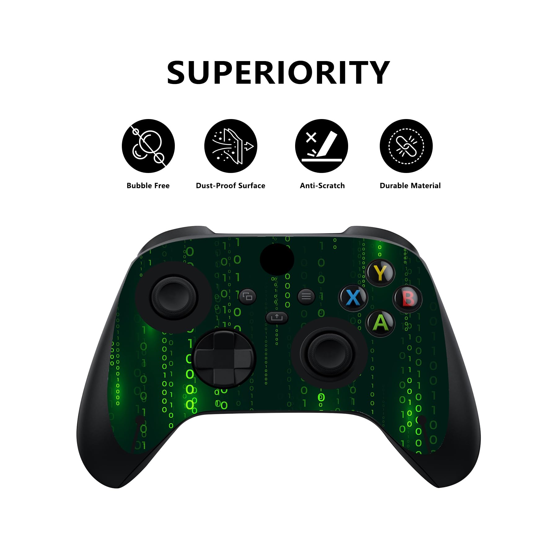 PlayVital Messy Code Custom Vinyl Skins for Xbox Series X, Wrap Decal Cover Stickers for Xbox Series X Console Controller - 2