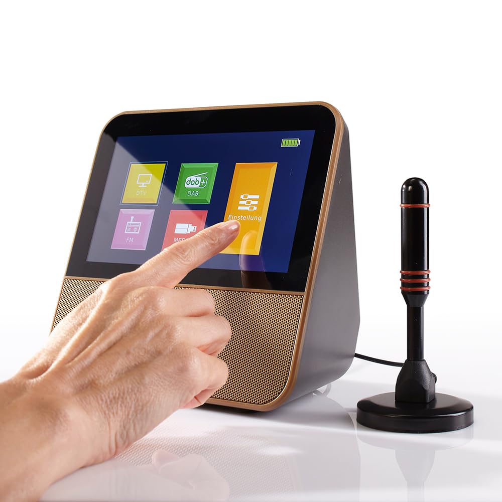 VIBELL Mini TV Portable 7 Pouces DVB-T2 & Dab+ avec Écran IPS Tactile HD, Batterie Rechargeable 2000mAh, Radio FM, Lecture Multimédia USB, Haut-Parleurs Stéréo, Télécommande