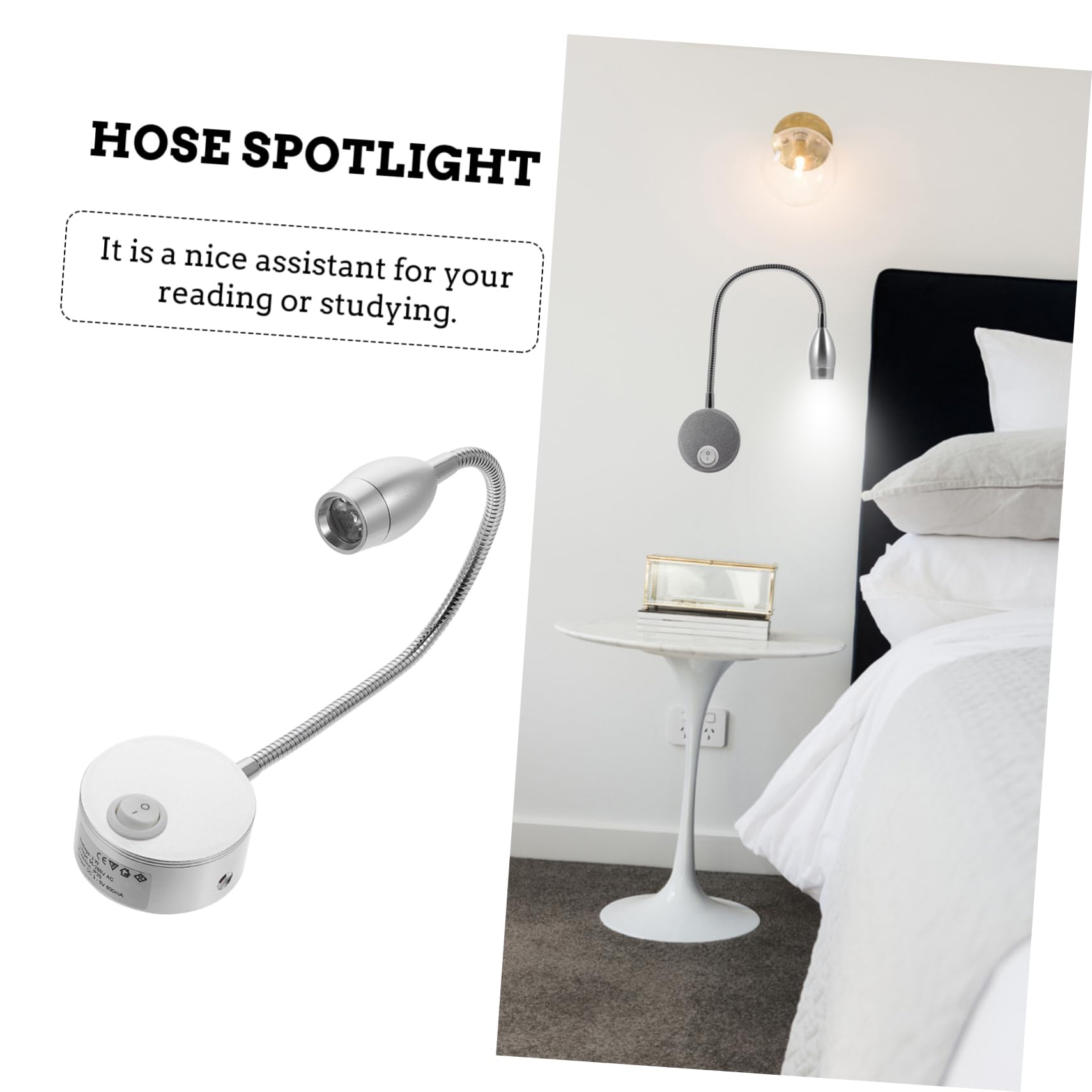 Gatuida 1pc Hotel Bedside Reading Lamp Flexible Hose Night Light for Bedroom for Cozy Reading and Relaxation