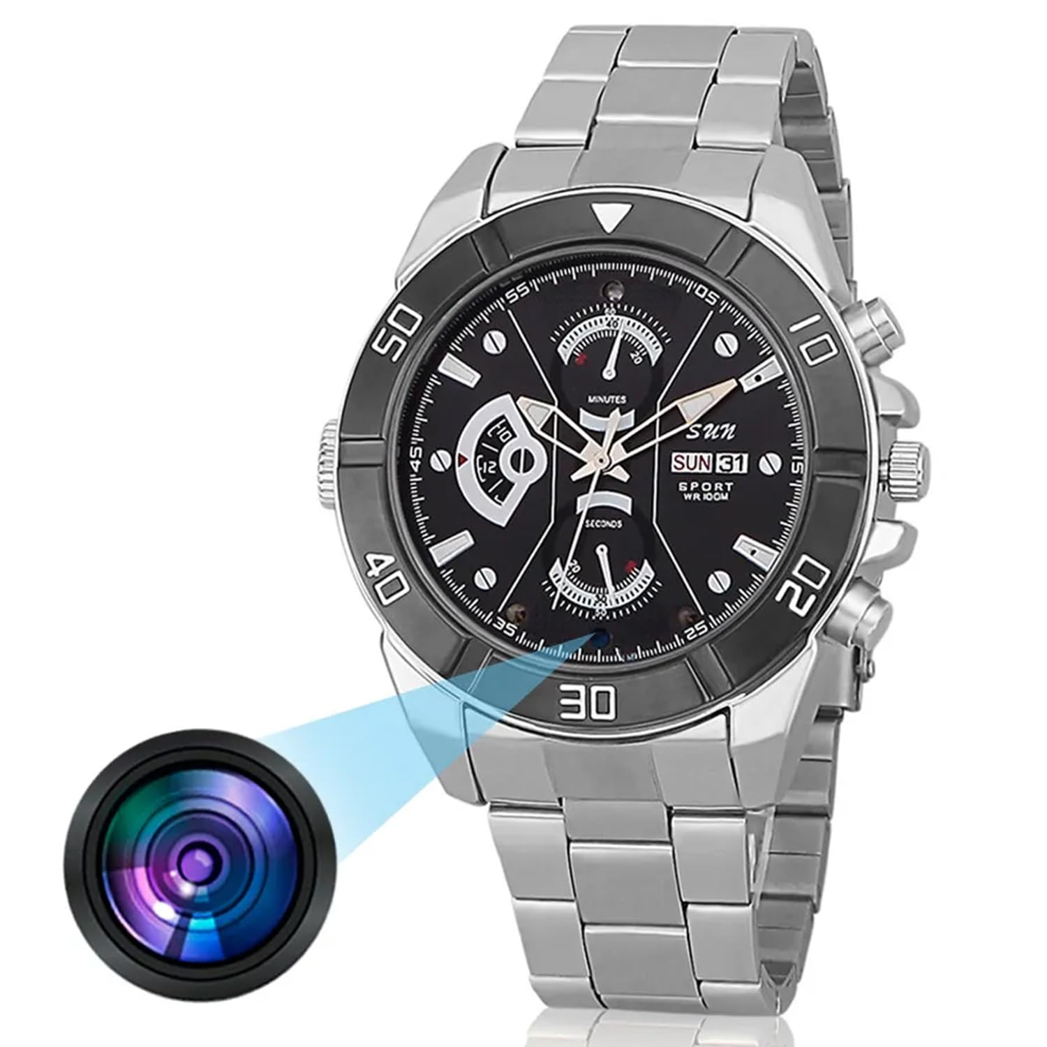 m mhb New Full HD 1080p Security Camera HD Spy Wrist Watch Camera Surveillance Indoor Outdoor Hd Video Recording with Inbuilt 32GB SD Card