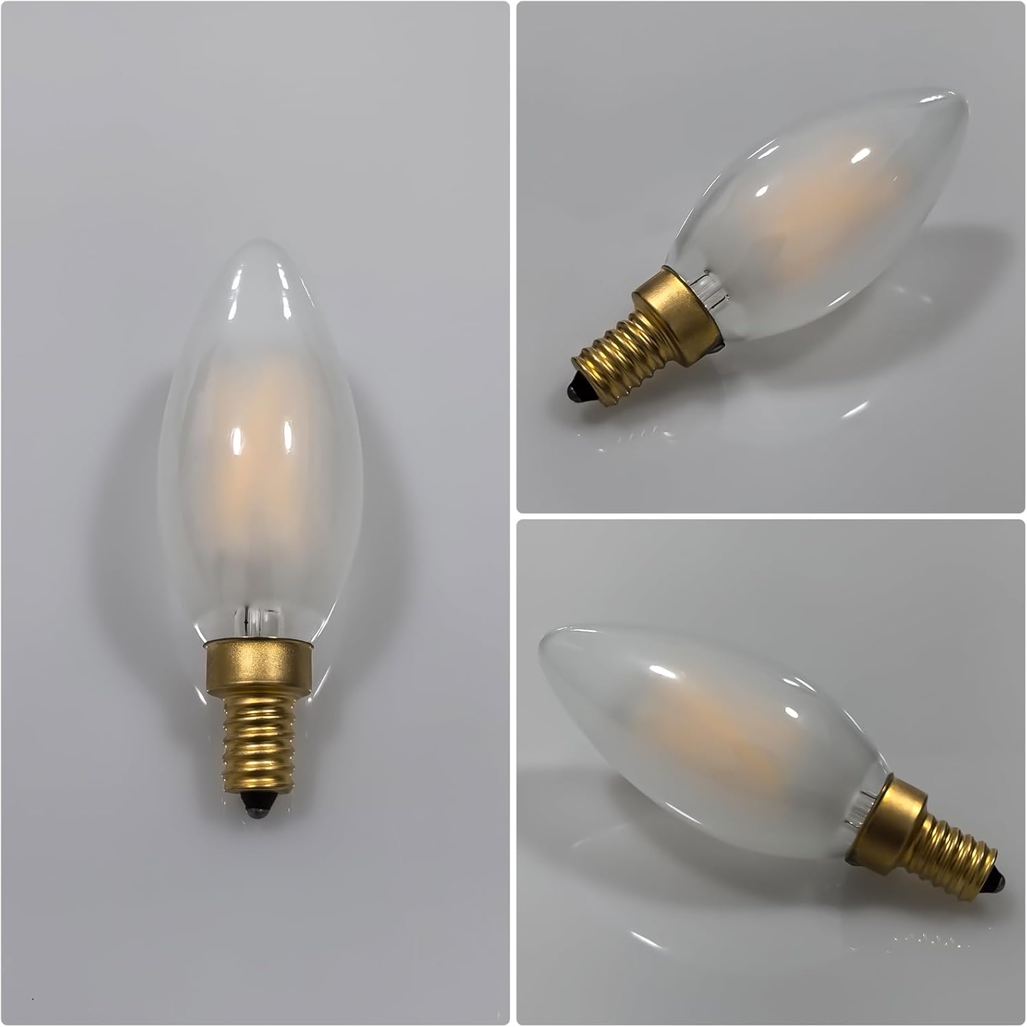 Type B/B11 E12 LED Filament Bulb, 4W/40W Equivalent 3000K Warm White – Frosted Glass, Dimmable, Ideal for Chandeliers & Ceiling Fans, 6-Pack (3000K)