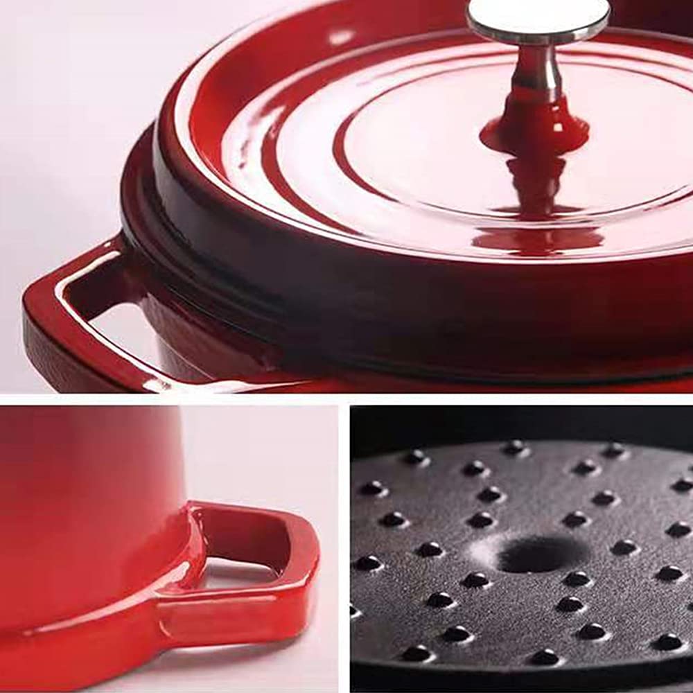Okrągłe naczynie do zapiekanek Naczynia do zapiekanek z pokrywkami Odporne w piekarniku - Żeliwne naczynie do zapiekania z pokrywką, ceramiczną indukcją i gazem Nieprzywierająca brytfanna do pie