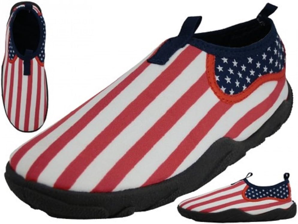 Greg Michaels American Flag Design Water Shoes - USA Style Slip-on Aqua Socks for Pool, Beach, Lake, Yoga, Exercise - Men's and Women's (9, Men's US Flag)