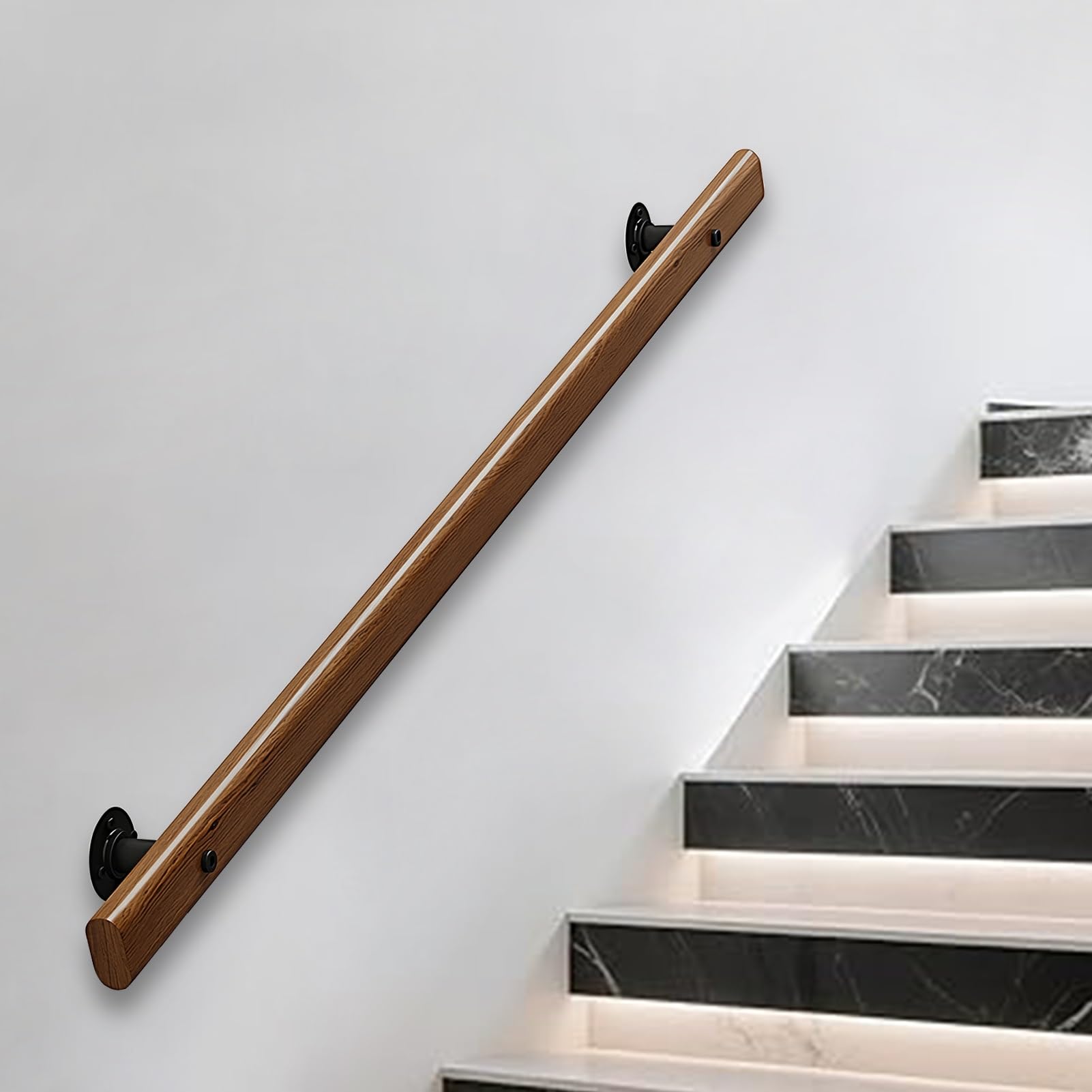 DMCHENGMA Multi-Size Non-Slip Wooden Stair Handrail, Wall Mount Safety Banister - Easy Installation Corridor Support Girp(4.3ft/130cm)