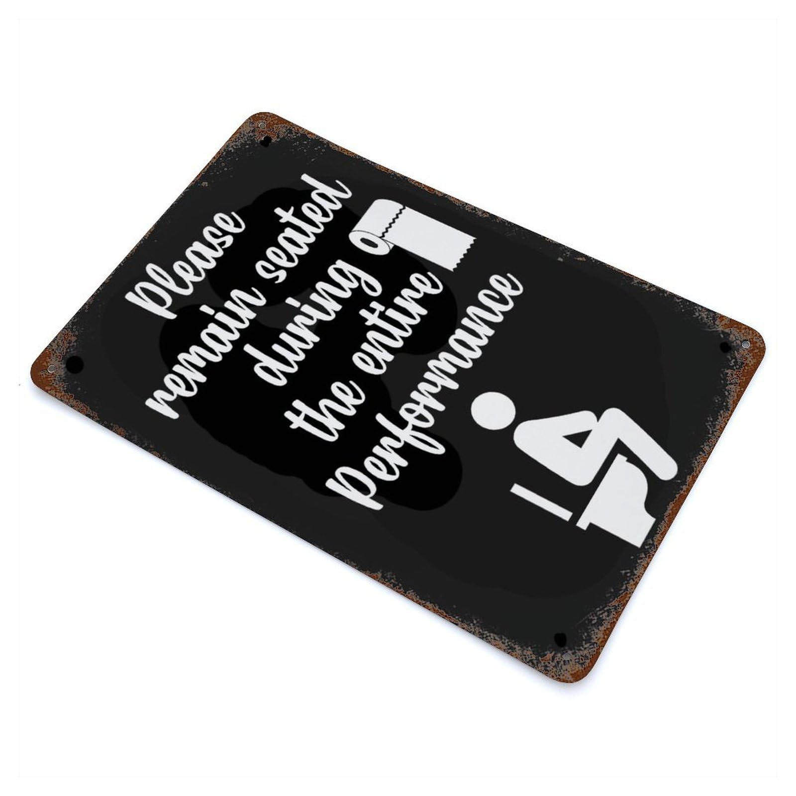 Toilet Humor Remain Seated Weathered Tin Sign 11.8"x7.9", Vintage Wall Decor for Garage, Pub Or Kitchen