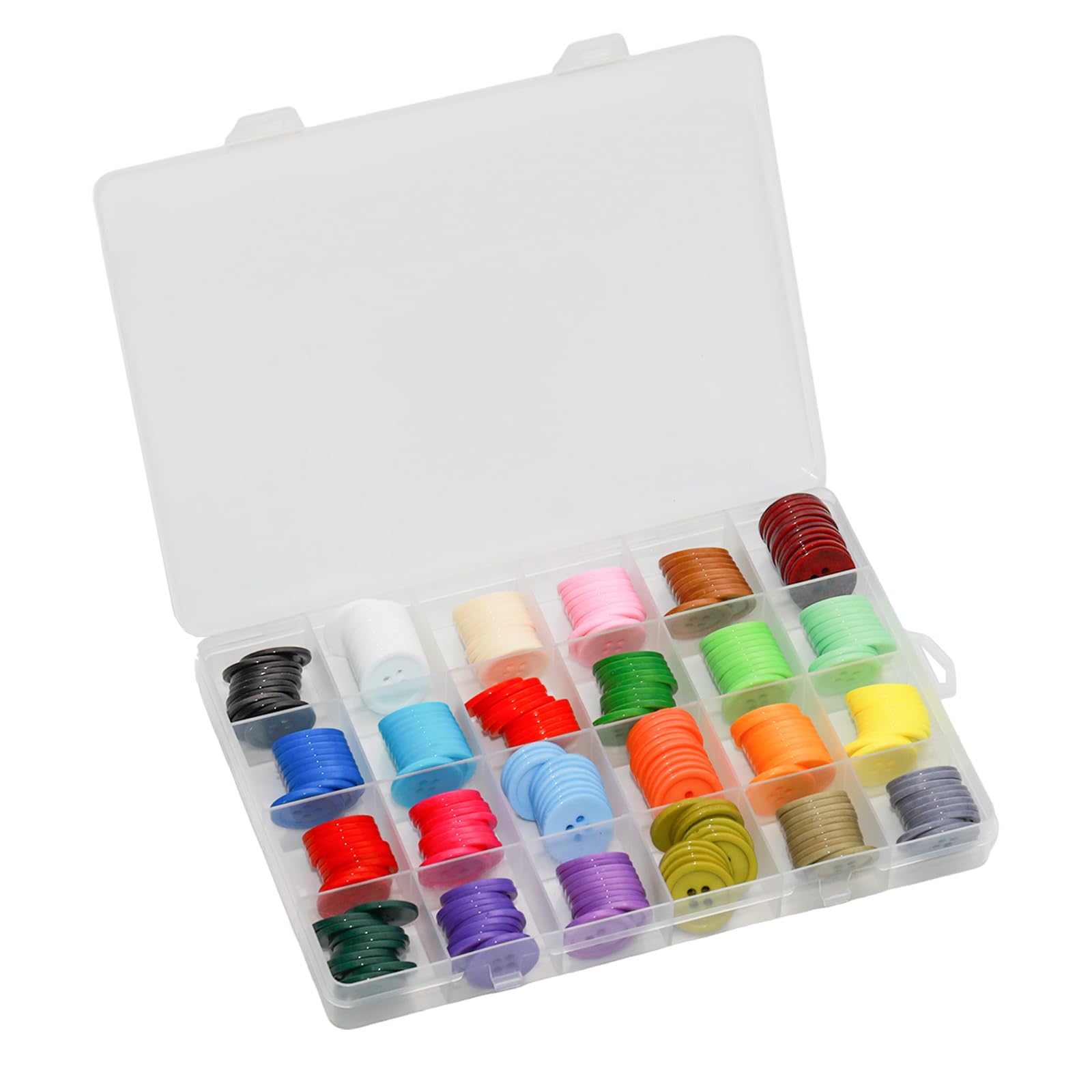 Lilaly 240 bottoni a 4 fori da 20 mm, 24 colori, bottoni artigianali, piccoli bottoni per artigianato, bottoni in resina, per cucire maglioni per bambini, artigianato fai da te, scrapbooking