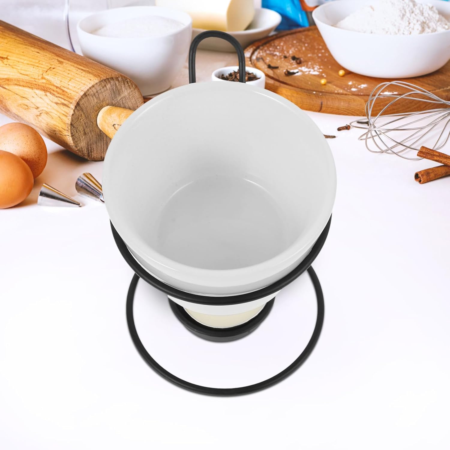 2sets Ceramic Heating Furnace Butter and Cheese Fondue Pot Set Fork Portable Butter Warmer