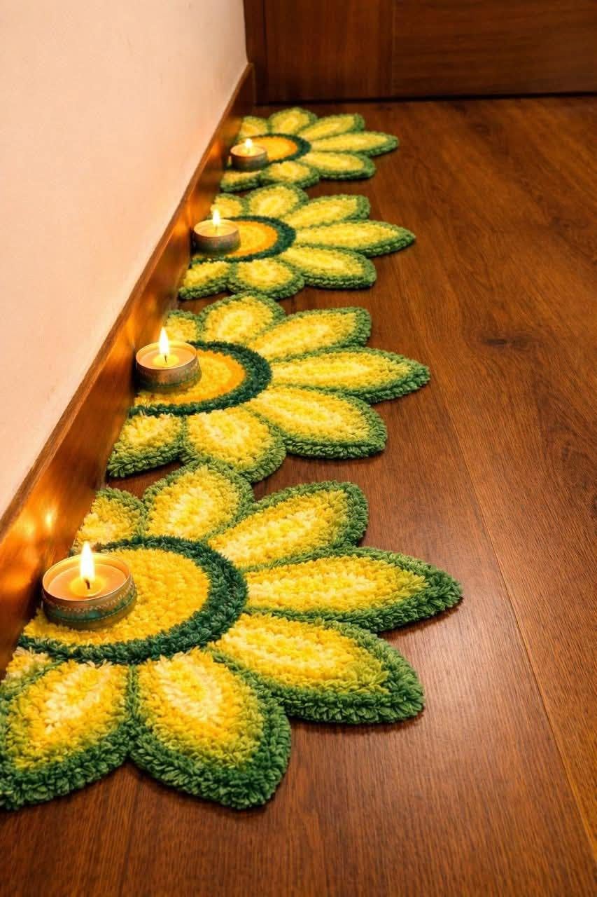 Woolen Fur Rangoli Mats - Diwali Decor -6 Woolen Fur Rangoli Mats - Diwali Decor -6