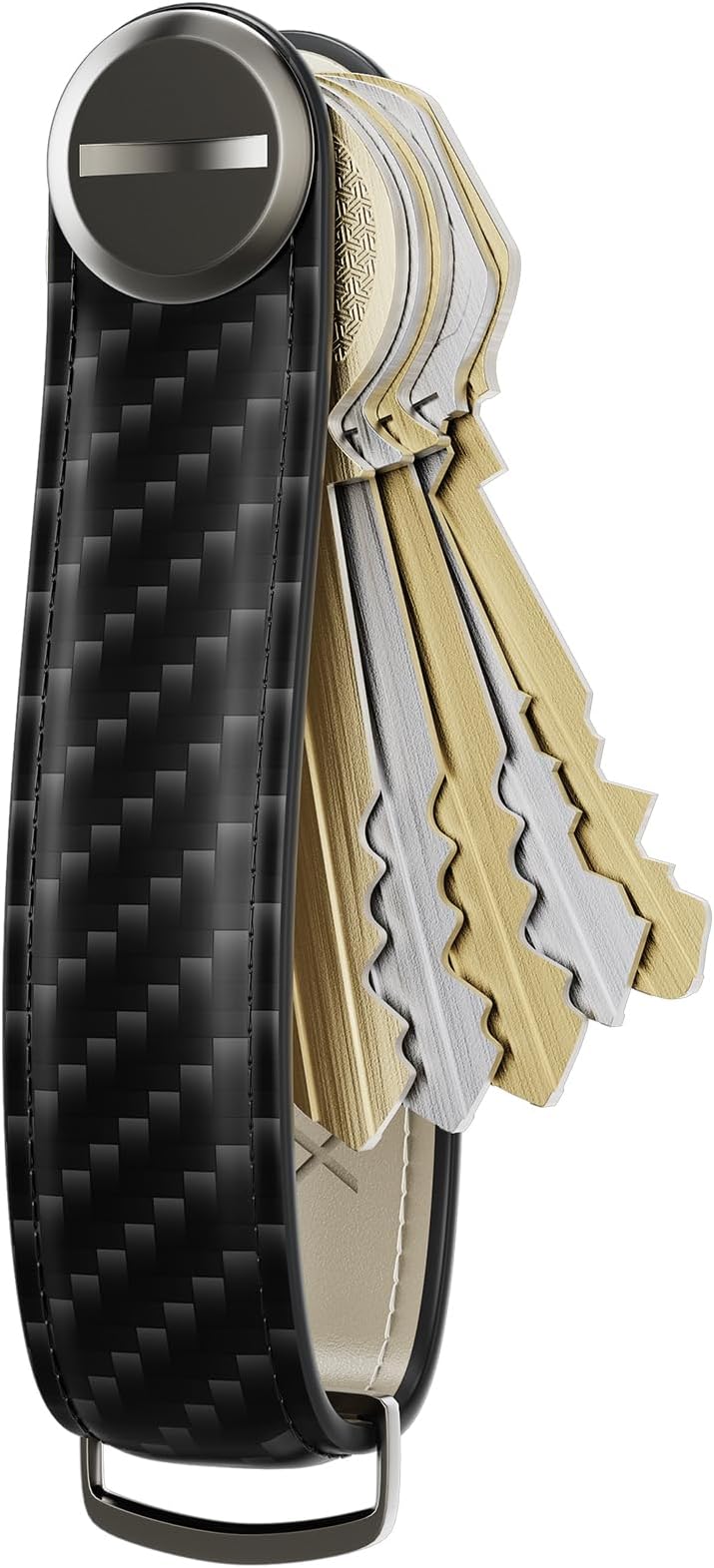 Key Holder Key Organizer Compact Leather Key Chain Minimalist key case key holder for keychain Carbon Fiber Secures 3-5 Keys