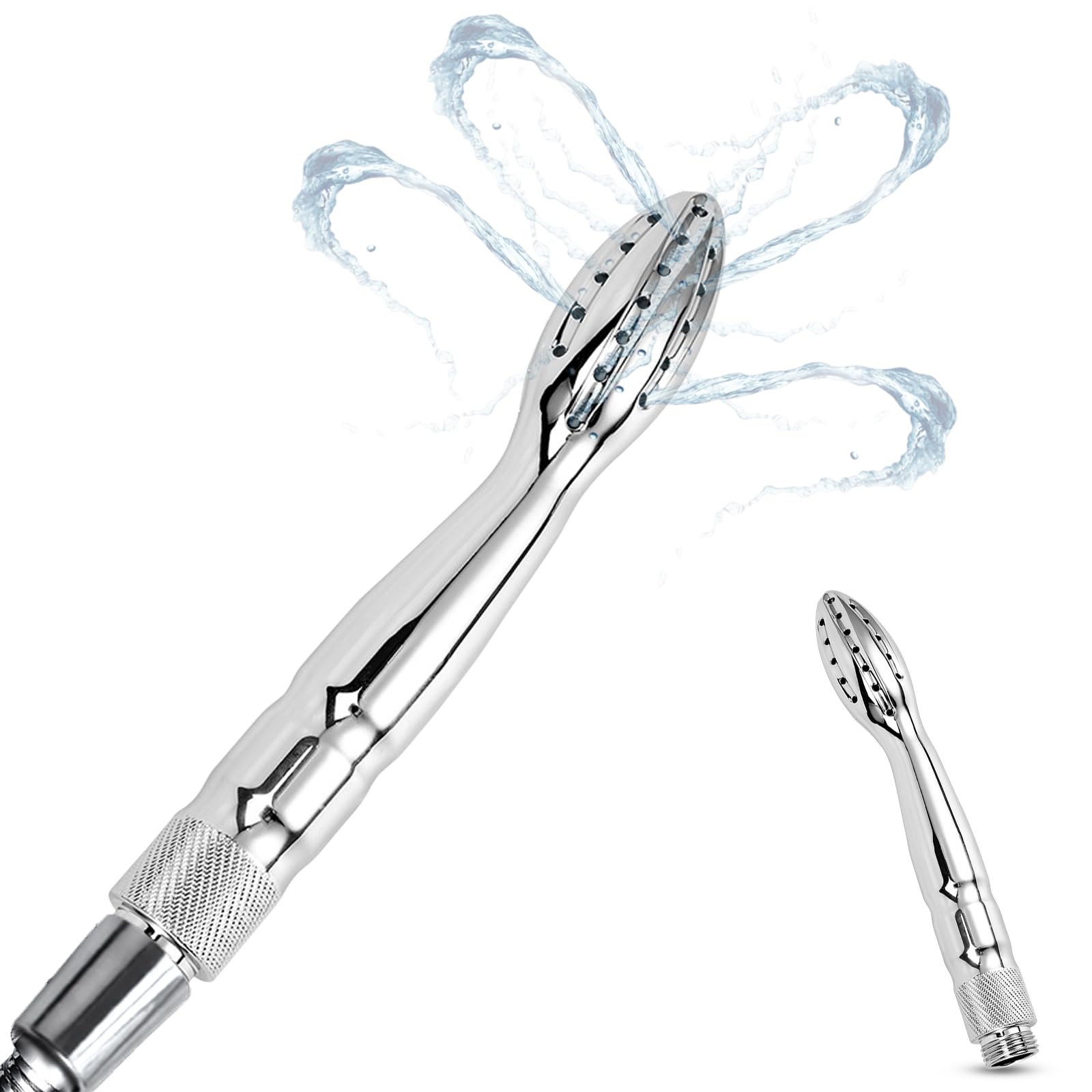 Po Dusche Analdusche für Analverkehr,Metall Porös Analdusche Frau Herr,Intimdusche Wochenbett Einlauf Klistier Anal Dusche Analspielzeuge,Einlauf zur Darmreinigung,Analplug für Frauen Männer (Silber)