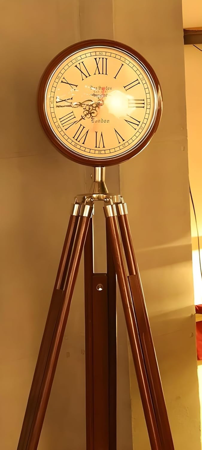 Vintage Grandfather Floor Clock 73 Inch | Handcrafted Solid Wood Standing Analog Clock | Antique Brown Polished Tall Decorative Floor with Roman Numeral Dial | Silent Quartz Luxury Wooden-image-12