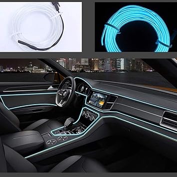 Automaze El Wire 5m/16ft Led Flexible Soft Tube Wire Lights Neon Glowing Car Rope Light DC 12V (Ice Blue)