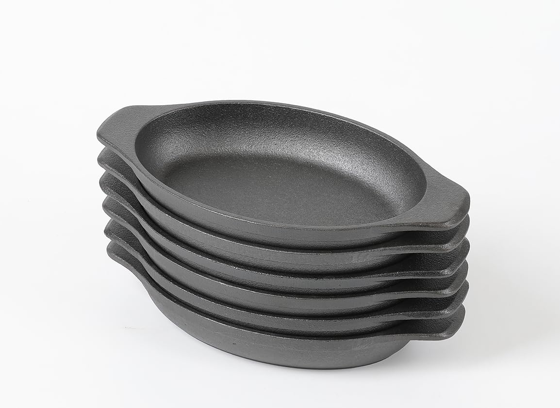 HAWOK Cast Iron Oval Mini Single Serving Bowls cooking/baking pans 6.5