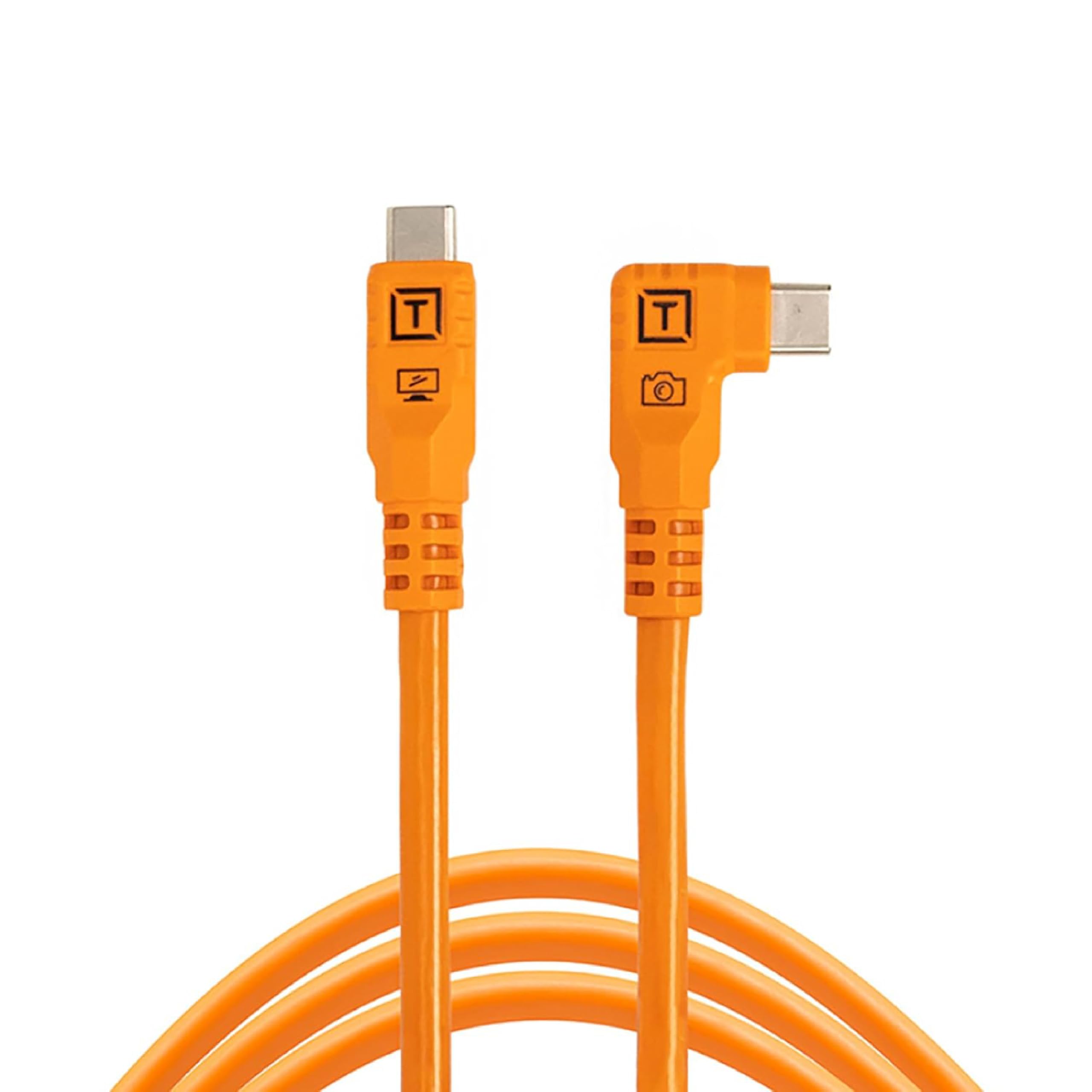 Tether Tools TetherPro Optima 10G USB Exclusive Data Transfer, cable recto a ángulo recto de 1,8 m, color naranja