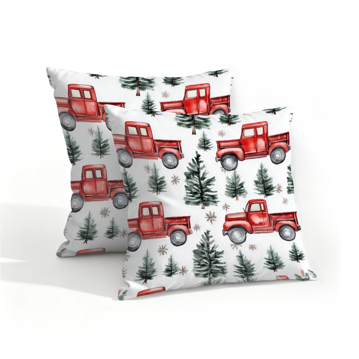 Outdoor Pillow Covers Waterproof Pillowcases 16x16IN Set of 2 Christmas Farm Truck Decorative Throw Cushion Case for Couch Sofa Garden Patio Furniture