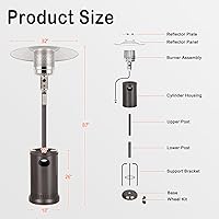 Vista 7 de Hykolity Calentador de patio de 50,000 BTU con caja de arena, diseño de mesa, quemador de acero inoxidable de doble capa, ruedas, sistema