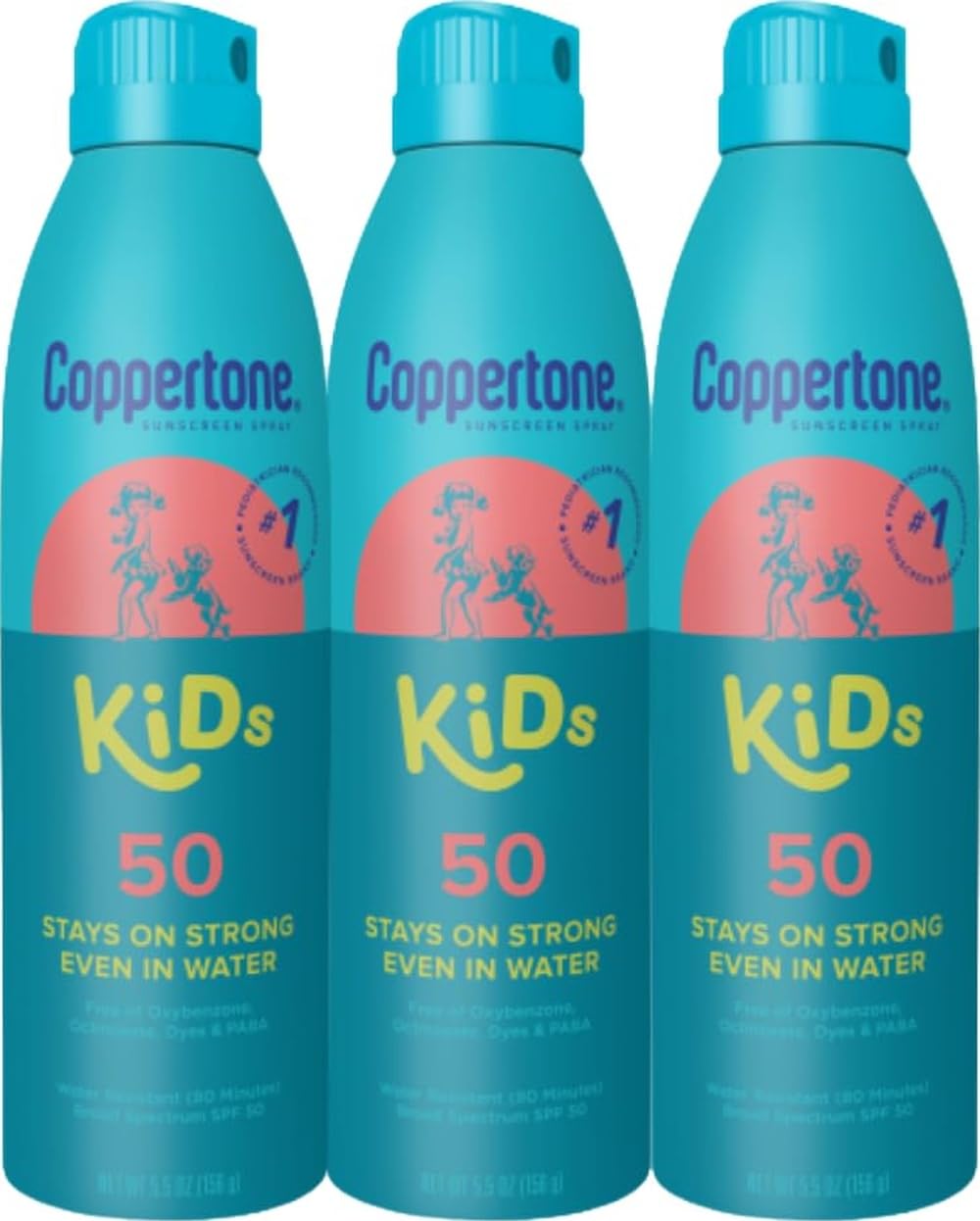 Coppertone KIDS Sunscreen Continuous Spray SPF 50 (5.5 Ounce, Pack of 3)