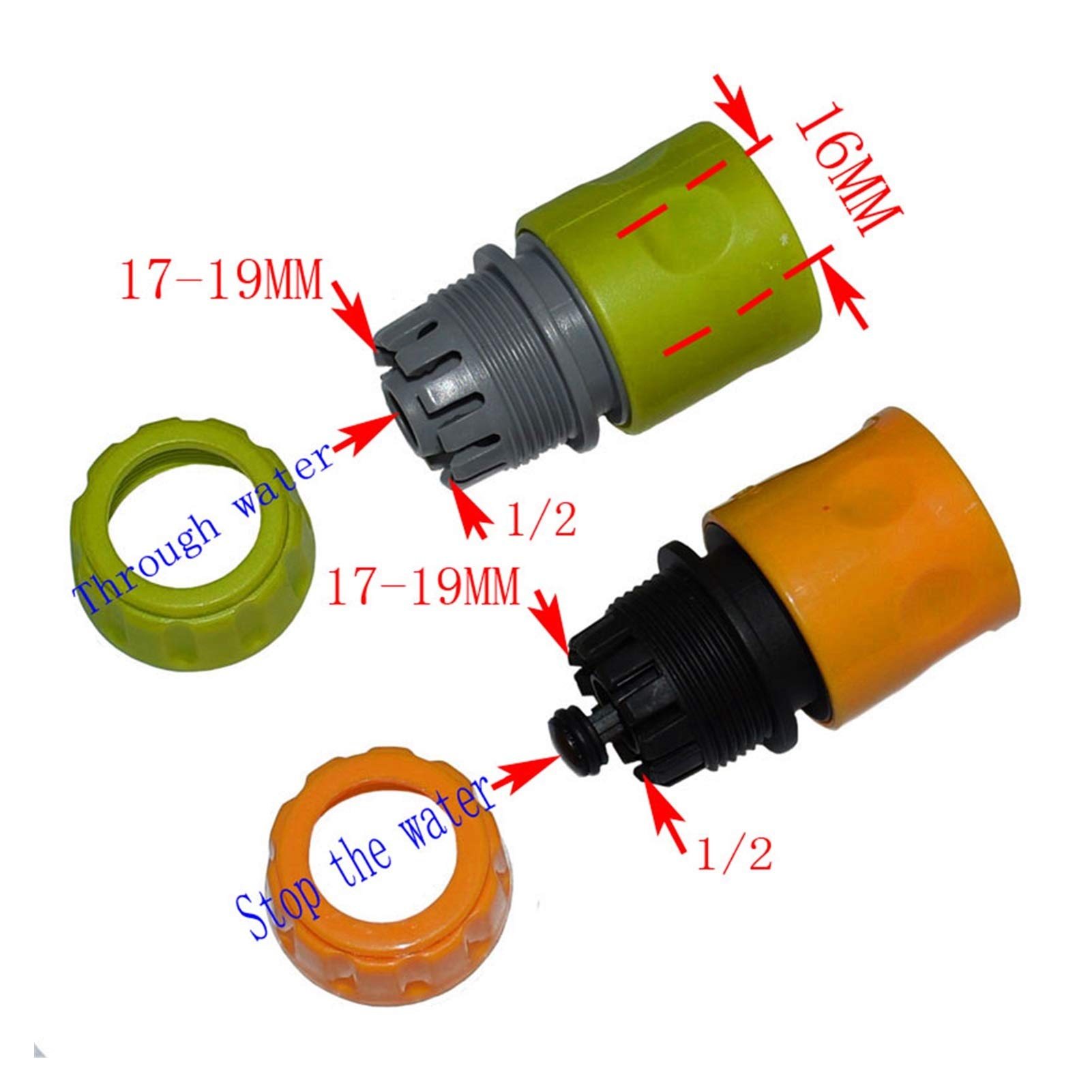 Garden Hose Fittings Car Wash Quick Connector Hose Connector 1/2 Water Connector Drip Irrigation Fittings Faucet 10 Sets (Color : Yellow, Diameter : 1/2'')