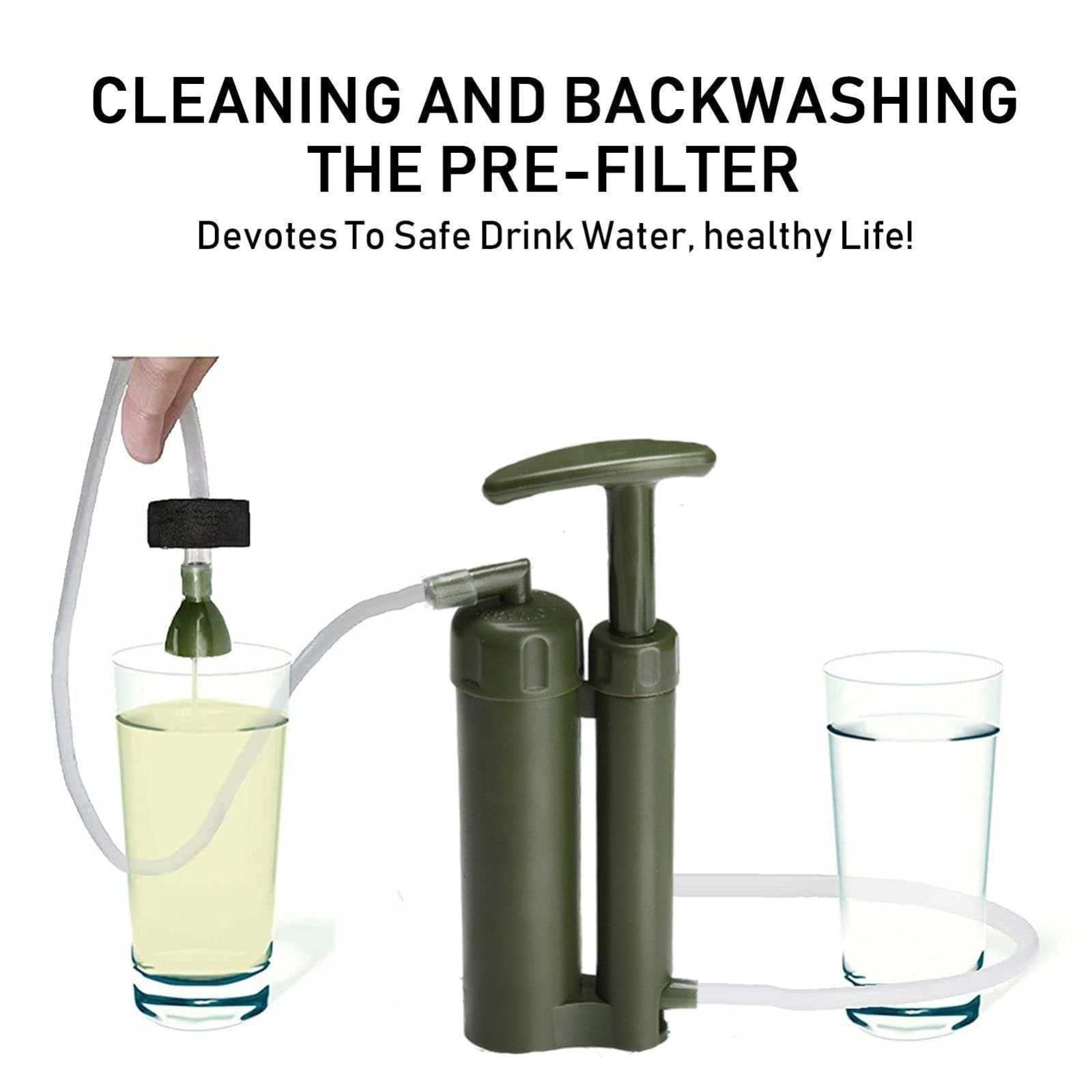 Mini Depuratore d'acqua Portatile, Filtro Depuratore d'acqua Campeggio Pompa A Pressione Manuale per Purificazione dell'acqua per Preparazione di Emergenza, Trekking
