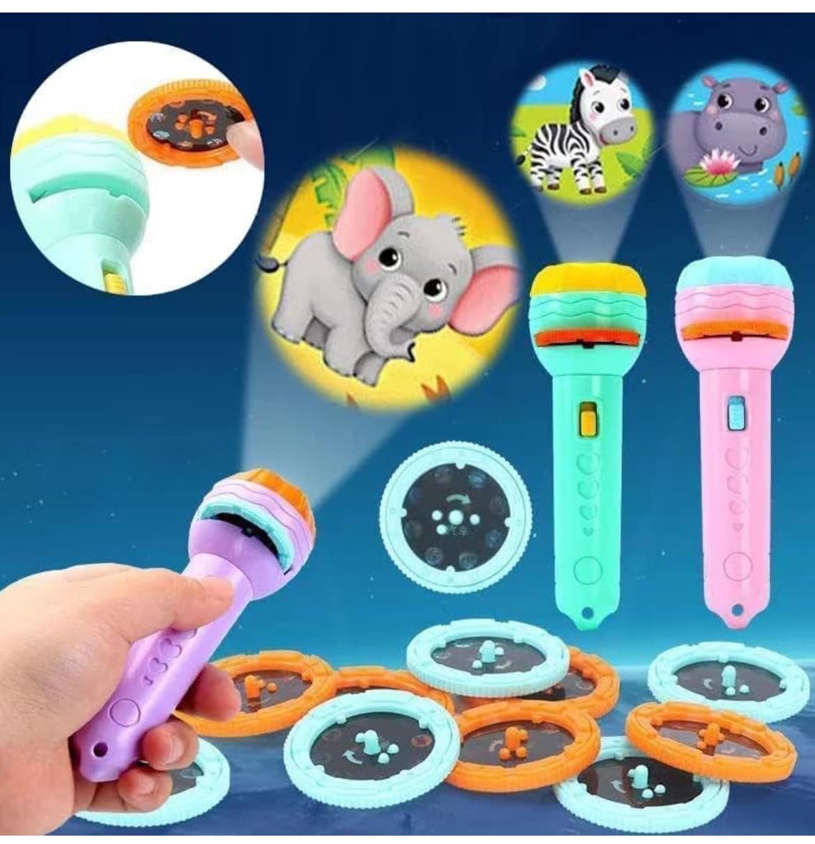 Lai Lai 3 Slide Projector Flashlight Torch with 24 Patterns, Alphabets,Cartoon,Animals Fruits,Numbers Slides Educational Toy for Kids Boys and Girls Enhances Learning and Play (B0D1NJPBMN) Amazon Price History, Amazon Price Tracker