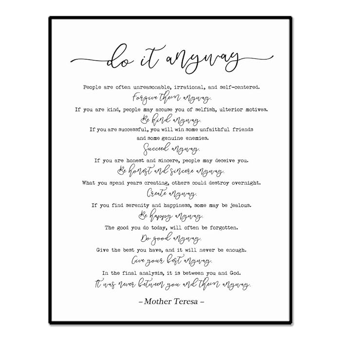 Buy Mother Teresa Sign, Do it Anyway Sign, Inspiring Quote, Mother