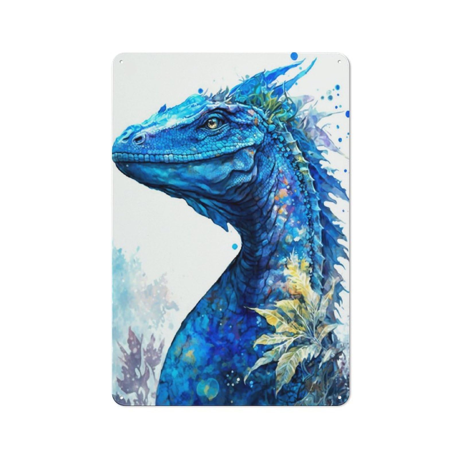 Industrial Dragon Decorative Metal Plaque 30x20cm, Studio Wall Art for Flat, Bar, Studio Or Gallery Wall