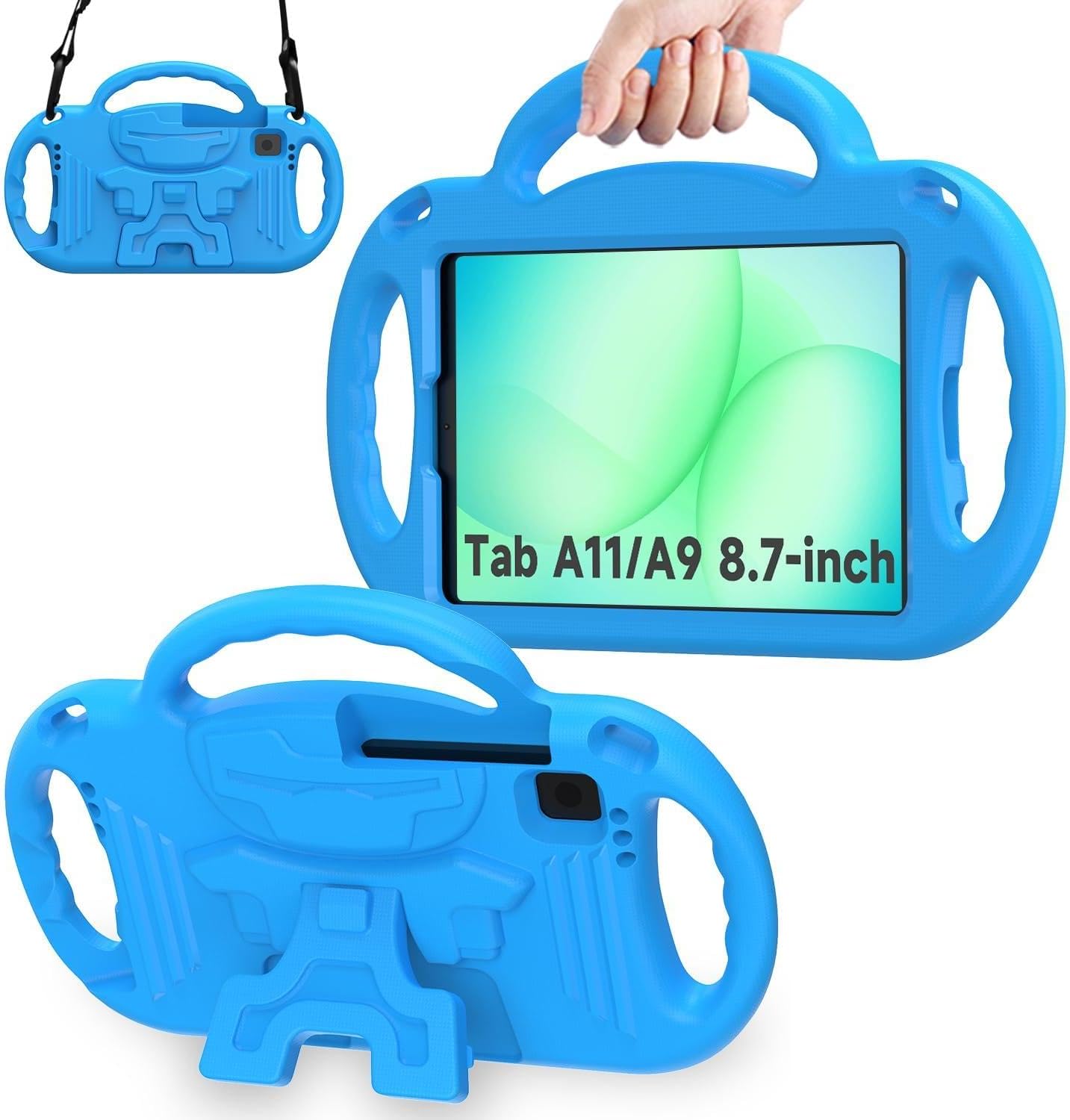 AVAWO Kids Case for Samsung Galaxy Tab A11 8.7 Inch 2026/A9 8.7“ 2023, with Strap, Shockproof Lightweight Handle Stand 2026 (SM-X130/X133/X135)/2023(SM-X110/X115/X117), Blue