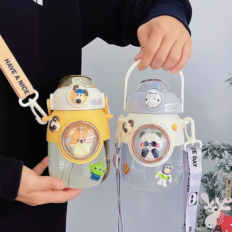 LEJN 28 oz Water Bottle Kawaii with Adjustable Shoulder Strap for Summer Cold Water Chill Portable Leakproof BPA-free Cartoon Children Cup Traveling Hiking Camping (White820ml) - Image 6