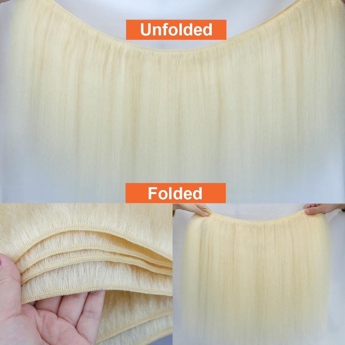 613 Bundles Human Hair Kinkystraight Yaki Straight Human Hair Bundles Blonde Kinky Straight Bundles 100% Unprocessed Brazilian Virgin for Black Women Extension 12 Inch