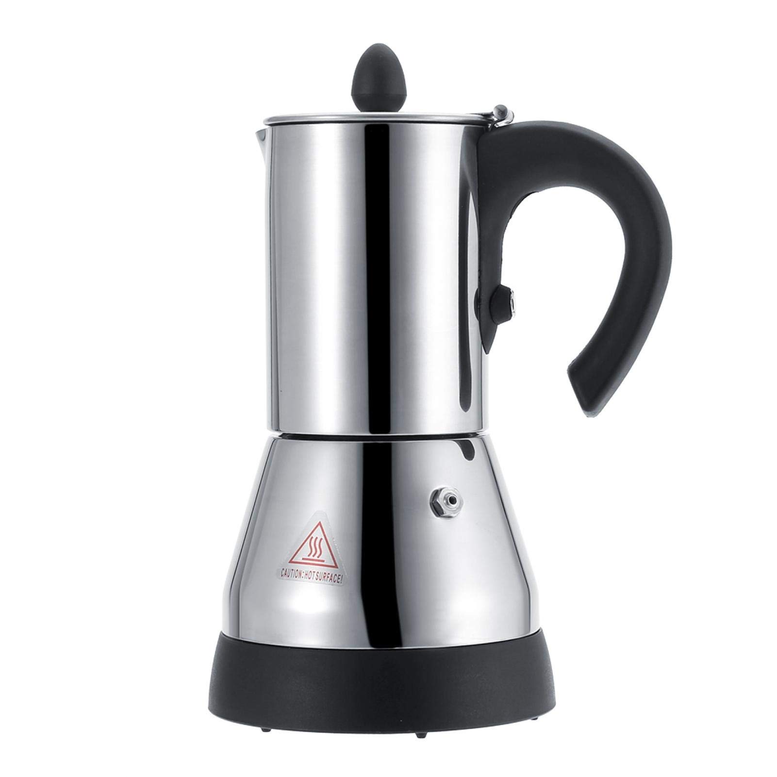 Tyenaza Cafetera EléCtrica, Cafetera Moka EléCtrica de Acero Inoxidable de 200/300 Ml, Cafetera para Espresso de Acero Inoxidable para Estufa, Uso Adecuado la Oficina en Casa, Enchufe UE 220V(300Ml)