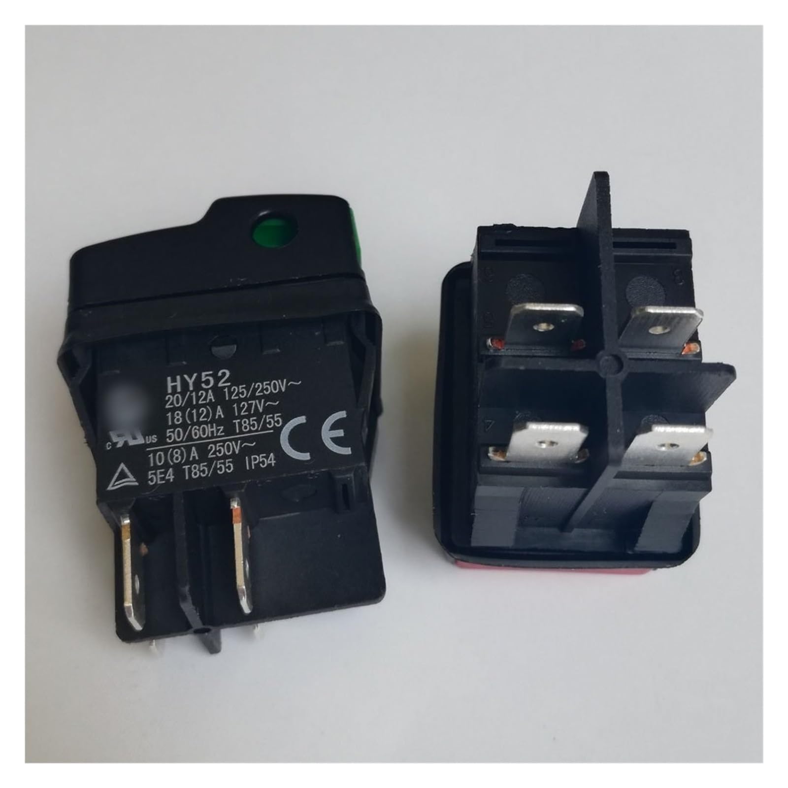 Interruttore A Pulsante Industriale HY52 Con Luce - 4 Pin, 125/250V AC, ON/OFF, IP54, Rettangolare - 4