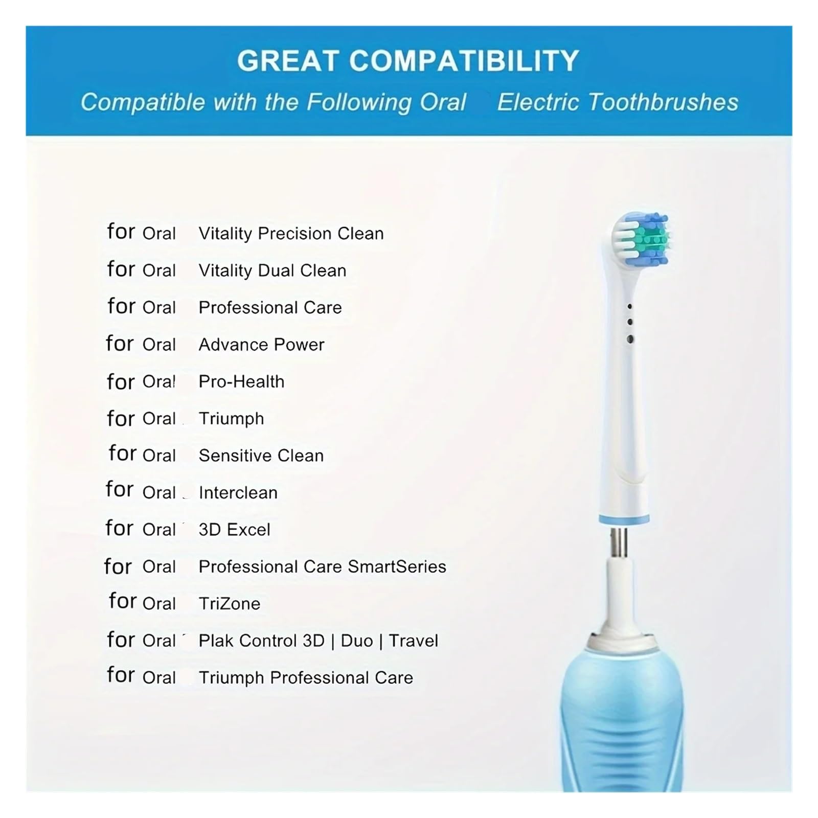 4/12/16Pcs Replacement Toothbrush Heads ，Compatible for Oral-B ，Professional Electric Toothbrush Heads Brush Heads(WHITE CLEAN 12pcs)