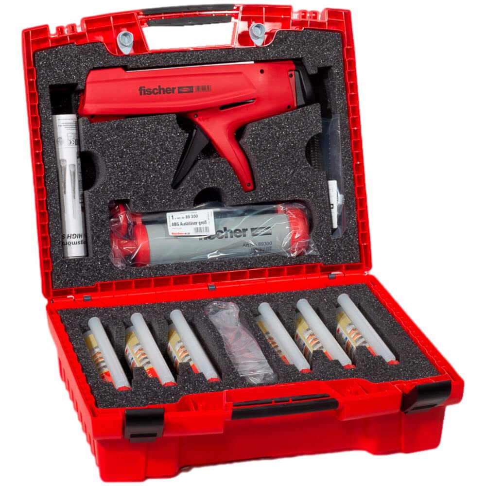 fischer Hochleistungsmörtel FIS V Plus 360 S im handlichen Thermosafekoffer, wetterfester Mörtel für den Innen- und Außenbereich und alle relevanten Baustoffe, 6 Kartuschen à 360 ml + Zubehör