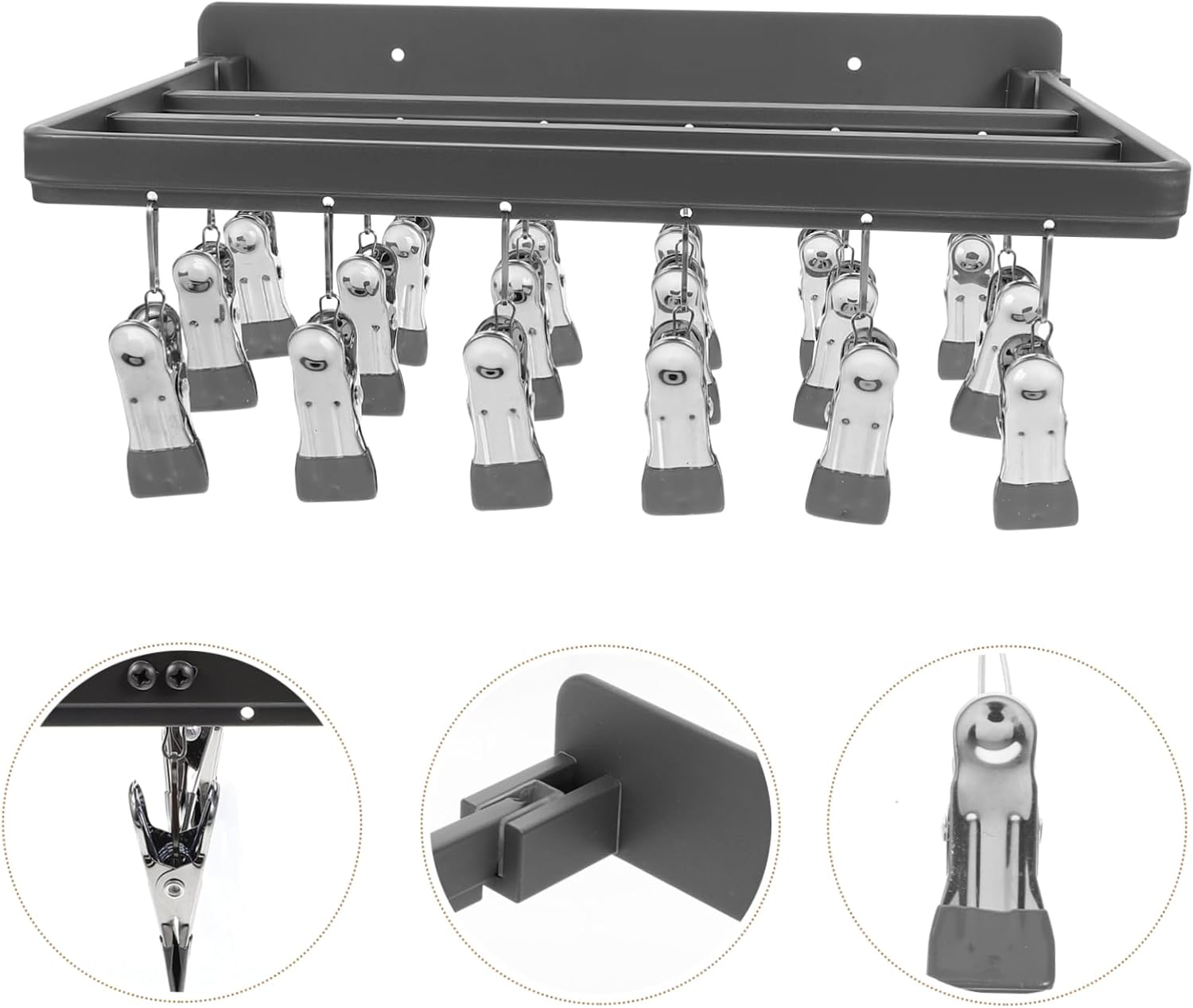 Multifunctional Wall Mounted Drying Rack Space Saving Clothes Hanger with Clips for Socks and Underwear Easy Installation for Indoor and Balcony Use