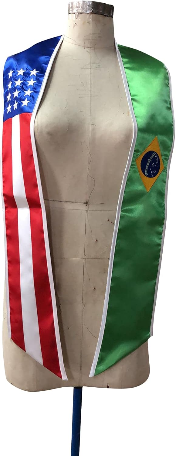 Cappe Diem Two Flag Graduation Sash Stole (USA + International) - Image 4