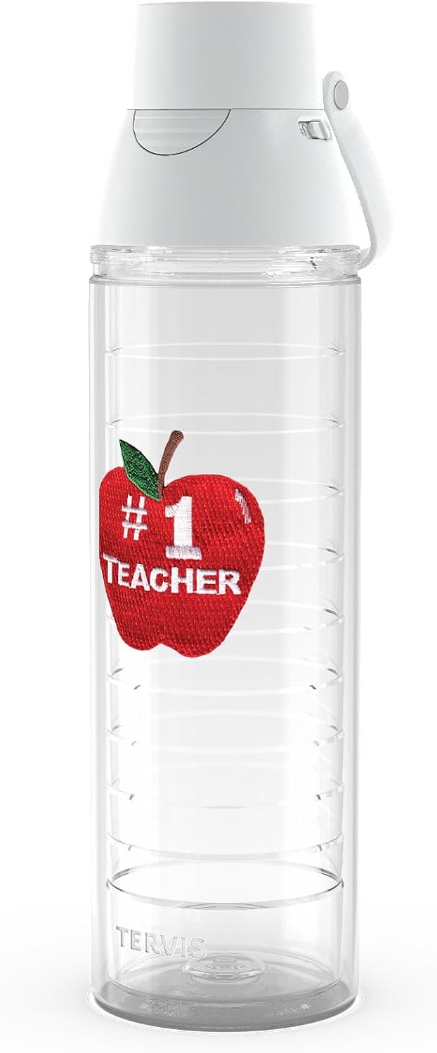 Tervis Venture Lite #1 Teacher Apple Made in USA Double Walled Insulated Tumbler Travel Cup Keeps Drinks Cold & Hot, 24oz Water Bottle, Classic
