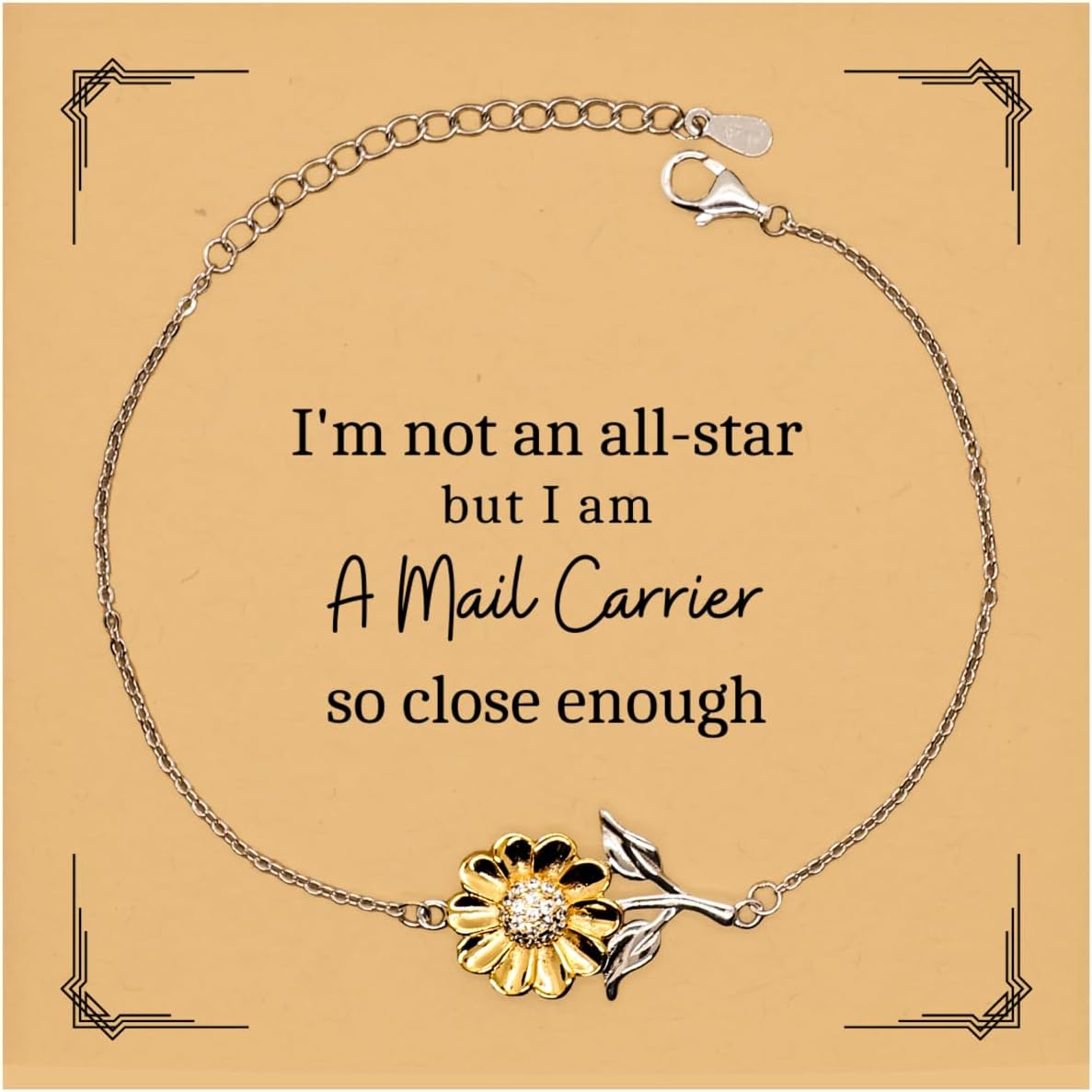 Mail Carrier Sunflower Bracelet - Im an All-Star in Delivery - Unique Gifts for Birthday, Christmas, Veterans Day