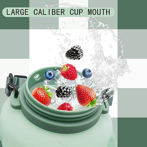 Miniatura 10 de Vasos de agua plegables de silicona de 64 onzas con popote, sin BPA, para botella de agua de deportes al aire libre (verde)