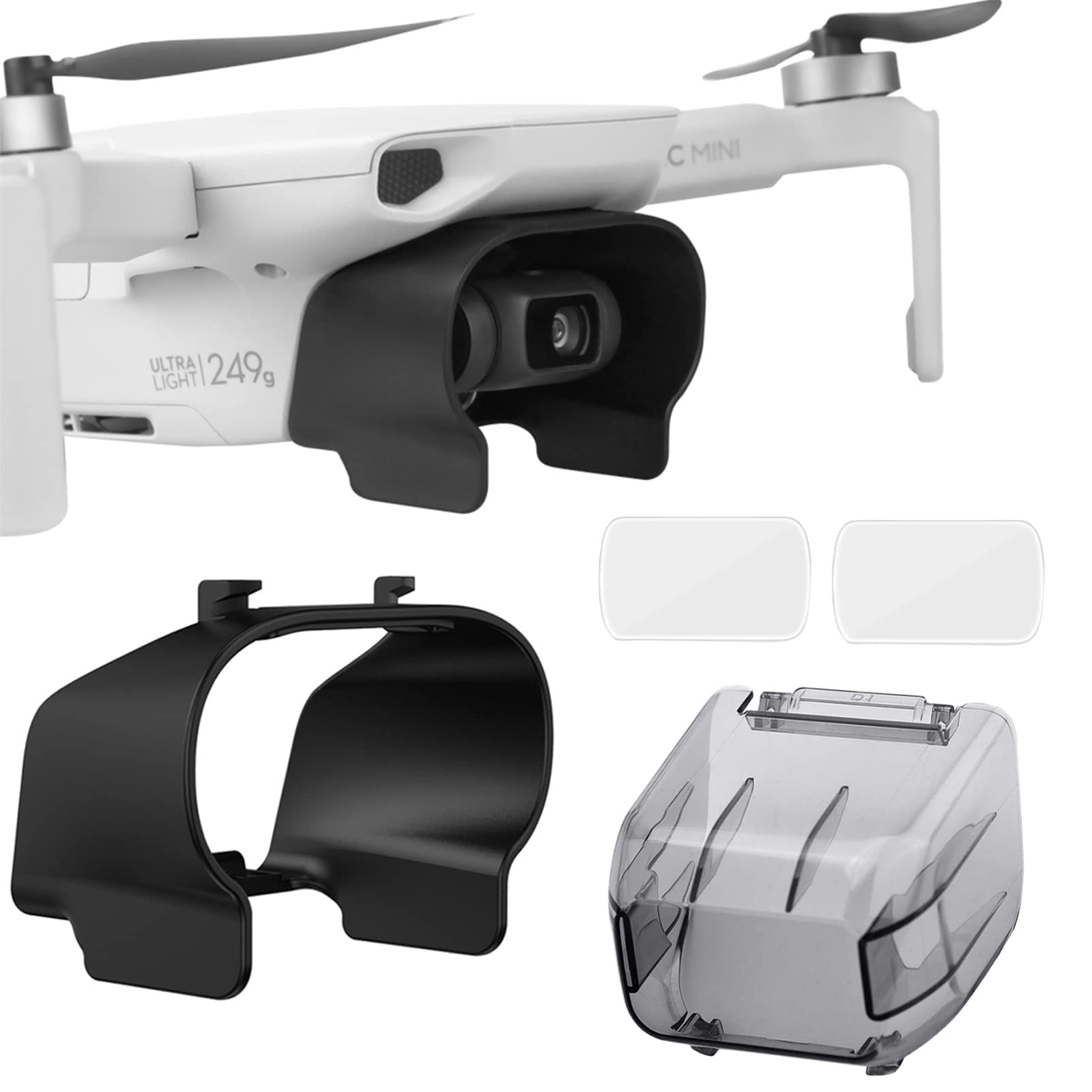 Light Shield + Gimbal Protector + 2 Pieces Super Clear Lens Protection Film Set For DJI Mavic Mini/Mini 2 / Mini SE Drone, Drone Protection Accessories Light Shield Sun Cover Accessories