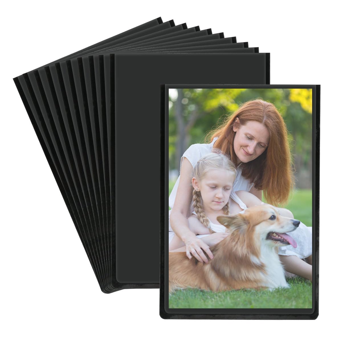 CENBEN Magnetic Photo Frames for Fridge, 2x3 Mini Picture Frames Black, Refrigerator Magnet Frames Compatible with Instax Mini Polaroid Photos, Small Photo Pockets for Locker Decor, 10 Pack